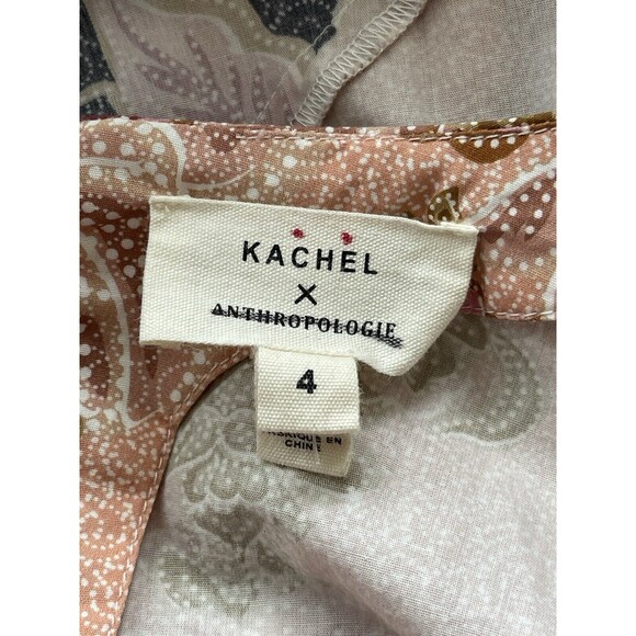 Anthropologie Kachel Dress Midi Evangeline Floral Cotton Puff Sleeve Sz 4 New - Picture 11 of 11
